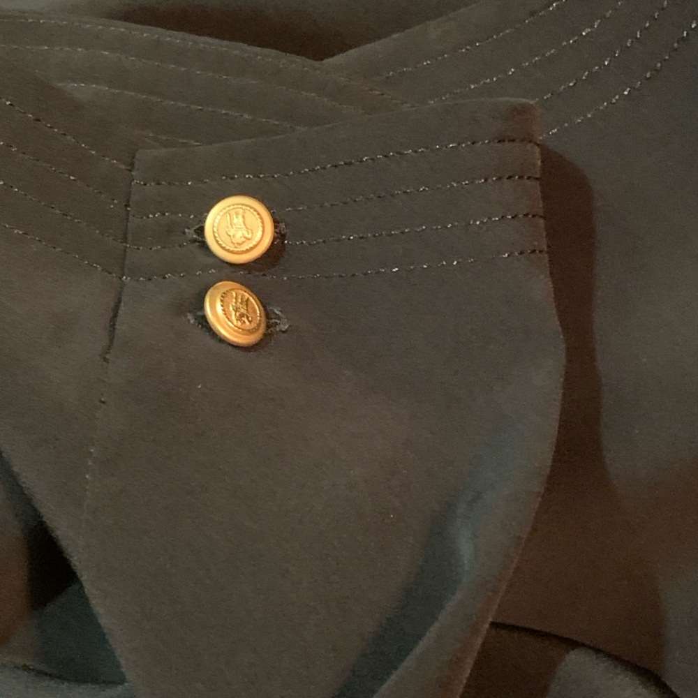 Vtg Burberry London Womens Silk Blend Blouse Sz 44 Black Burberry Gold Buttons - Picture 4 of 6